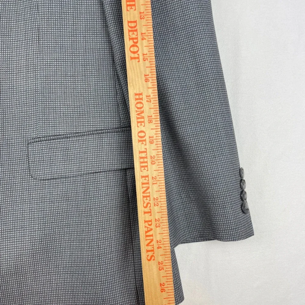 Calvin Klein Mens 40R Silk Wool Blazer Grey Micro Check Sport Coat Macy's